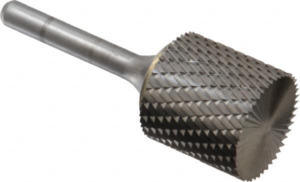 SGS Pro - 1" Cut Diam, 1/4" Shank Diam, Cylinder with End Cut Head Double Cut Burr - Carbide, End Cut End, 1" LOC, 2-3/4" OAL - Americas Industrial Supply