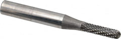 SGS Pro - 5/32" Cut Diam, 1/4" Shank Diam, Cylinder with Radius Head Double Cut Burr - Carbide, Radius End, 5/8" LOC - Americas Industrial Supply
