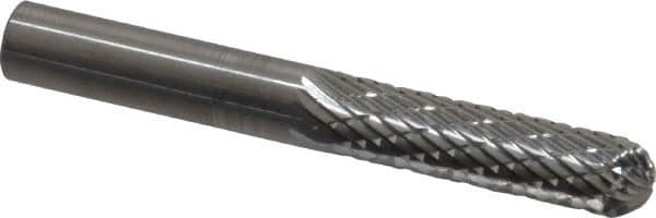 SGS Pro - 1/4" Cut Diam, 1/4" Shank Diam, Cylinder with Radius Head Double Cut Burr - Carbide, Radius End, 1" LOC, 2" OAL - Americas Industrial Supply