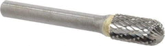 SGS Pro - 3/8" Cut Diam, 1/4" Shank Diam, Cylinder with Radius Head Double Cut Burr - Carbide, Radius End, 3/4" LOC, 2-1/2" OAL - Americas Industrial Supply