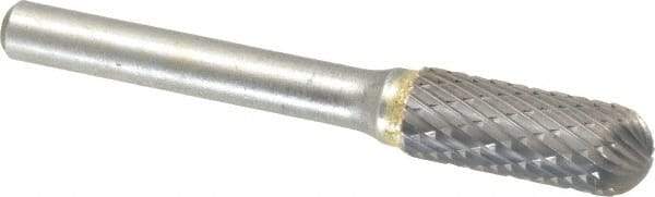 SGS Pro - 3/8" Cut Diam, 1/4" Shank Diam, Cylinder with Radius Head Double Cut Burr - Carbide, Radius End, 1" LOC - Americas Industrial Supply