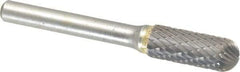 SGS Pro - 3/8" Cut Diam, 1/4" Shank Diam, Cylinder with Radius Head Double Cut Burr - Carbide, Radius End, 1" LOC - Americas Industrial Supply