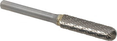 SGS Pro - 3/8" Cut Diam, 1/4" Shank Diam, Cylinder with Radius Head Double Cut Burr - Carbide, Radius End, 1-1/2" LOC - Americas Industrial Supply
