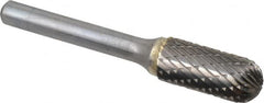 SGS Pro - 7/16" Cut Diam, 1/4" Shank Diam, Cylinder with Radius Head Double Cut Burr - Carbide, Radius End, 1" LOC, 2-3/4" OAL - Americas Industrial Supply