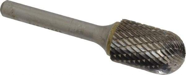 SGS Pro - 5/8" Cut Diam, 1/4" Shank Diam, Cylinder with Radius Head Double Cut Burr - Carbide, Radius End, 1" LOC, 2-3/4" OAL - Americas Industrial Supply