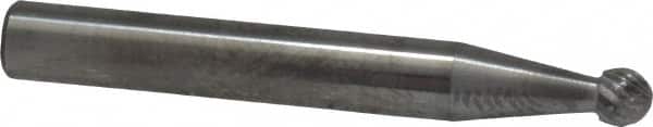 SGS Pro - 3/16" Cut Diam, 1/4" Shank Diam, Ball Head Double Cut Burr - Carbide, Radius End, 1/8" LOC - Americas Industrial Supply