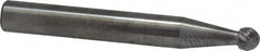 SGS Pro - 3/16" Cut Diam, 1/4" Shank Diam, Ball Head Double Cut Burr - Carbide, Radius End, 1/8" LOC - Americas Industrial Supply