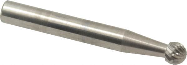 SGS Pro - 1/4" Cut Diam, 1/4" Shank Diam, Ball Head Double Cut Burr - Carbide, Radius End, 7/32" LOC - Americas Industrial Supply