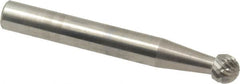SGS Pro - 1/4" Cut Diam, 1/4" Shank Diam, Ball Head Double Cut Burr - Carbide, Radius End, 7/32" LOC - Americas Industrial Supply