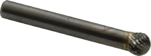 SGS Pro - 5/16" Cut Diam, 1/4" Shank Diam, Ball Head Double Cut Burr - Carbide, Radius End, 1/4" LOC - Americas Industrial Supply