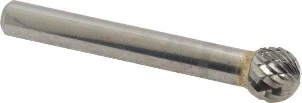 SGS Pro - 3/8" Cut Diam, 1/4" Shank Diam, Ball Head Double Cut Burr - Carbide, Radius End, 5/16" LOC - Americas Industrial Supply