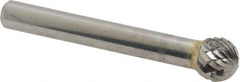 SGS Pro - 3/8" Cut Diam, 1/4" Shank Diam, Ball Head Double Cut Burr - Carbide, Radius End, 5/16" LOC - Americas Industrial Supply