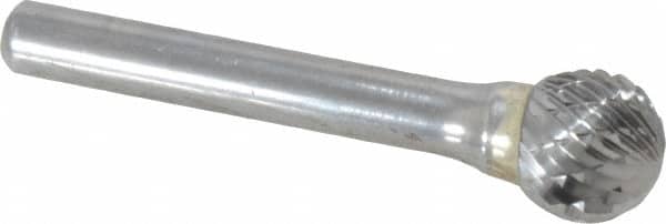 SGS Pro - 1/2" Cut Diam, 1/4" Shank Diam, Ball Head Double Cut Burr - Carbide, Radius End, 7/16" LOC - Americas Industrial Supply
