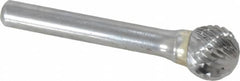 SGS Pro - 1/2" Cut Diam, 1/4" Shank Diam, Ball Head Double Cut Burr - Carbide, Radius End, 7/16" LOC - Americas Industrial Supply