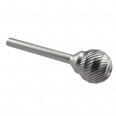 SGS Pro - 3/4" Cut Diam, 1/4" Shank Diam, Ball Head Double Cut Burr - Carbide, Radius End, 11/16" LOC - Americas Industrial Supply