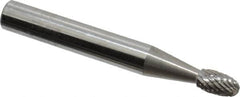 SGS Pro - 3/16" Cut Diam, 1/4" Shank Diam, Oval Head Double Cut Burr - Carbide, Radius End, 5/16" LOC - Americas Industrial Supply