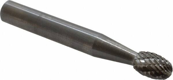 SGS Pro - 1/4" Cut Diam, 1/4" Shank Diam, Oval Head Double Cut Burr - Carbide, Radius End, 3/8" LOC - Americas Industrial Supply