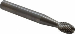 SGS Pro - 1/4" Cut Diam, 1/4" Shank Diam, Oval Head Double Cut Burr - Carbide, Radius End, 3/8" LOC - Americas Industrial Supply