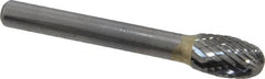 SGS Pro - 3/8" Cut Diam, 1/4" Shank Diam, Oval Head Double Cut Burr - Carbide, Radius End, 5/8" LOC - Americas Industrial Supply