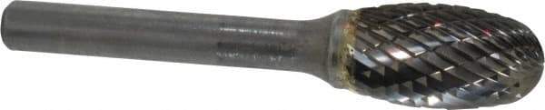 SGS Pro - 1/2" Cut Diam, 1/4" Shank Diam, Oval Head Double Cut Burr - Carbide, Radius End, 7/8" LOC - Americas Industrial Supply