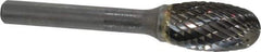 SGS Pro - 1/2" Cut Diam, 1/4" Shank Diam, Oval Head Double Cut Burr - Carbide, Radius End, 7/8" LOC - Americas Industrial Supply