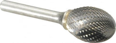SGS Pro - 3/4" Cut Diam, 1/4" Shank Diam, Oval Head Double Cut Burr - Carbide, Radius End, 1" LOC - Americas Industrial Supply