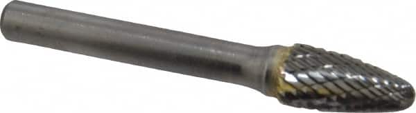 SGS Pro - 3/8" Cut Diam, 1/4" Shank Diam, Tree with Radius Head Double Cut Burr - Carbide, Radius End, 3/4" LOC - Americas Industrial Supply