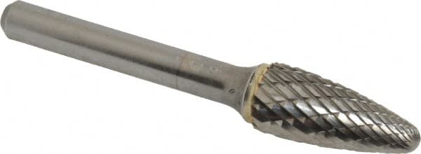 SGS Pro - 7/16" Cut Diam, 1/4" Shank Diam, Tree with Radius Head Double Cut Burr - Carbide, Radius End, 1" LOC - Americas Industrial Supply