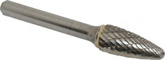 SGS Pro - 7/16" Cut Diam, 1/4" Shank Diam, Tree with Radius Head Double Cut Burr - Carbide, Radius End, 1" LOC - Americas Industrial Supply