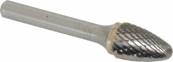 SGS Pro - 1/2" Cut Diam, 1/4" Shank Diam, Tree with Radius Head Double Cut Burr - Carbide, Radius End, 3/4" LOC - Americas Industrial Supply