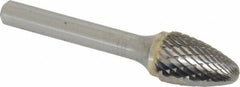 SGS Pro - 1/2" Cut Diam, 1/4" Shank Diam, Tree with Radius Head Double Cut Burr - Carbide, Radius End, 3/4" LOC - Americas Industrial Supply