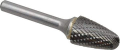 SGS Pro - 5/8" Cut Diam, 1/4" Shank Diam, Tree with Radius Head Double Cut Burr - Carbide, Radius End, 1" LOC - Americas Industrial Supply