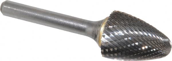 SGS Pro - 3/4" Cut Diam, 1/4" Shank Diam, Tree with Radius Head Double Cut Burr - Carbide, Radius End, 1" LOC - Americas Industrial Supply