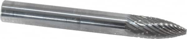SGS Pro - 1/4" Cut Diam, 1/4" Shank Diam, Tree Head Double Cut Burr - Carbide, Point End, 5/8" LOC, 2" OAL - Americas Industrial Supply