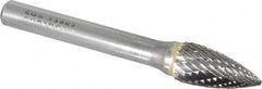SGS Pro - 3/8" Cut Diam, 1/4" Shank Diam, Tree Head Double Cut Burr - Carbide, Point End, 3/4" LOC, 2-1/2" OAL - Americas Industrial Supply