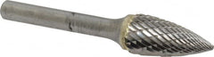 SGS Pro - 1/2" Cut Diam, 1/4" Shank Diam, Tree Head Double Cut Burr - Carbide, Point End, 1" LOC, 2-3/4" OAL - Americas Industrial Supply