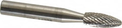SGS Pro - 1/4" Cut Diam, 1/4" Shank Diam, Flame Head Double Cut Burr - Carbide, Radius End, 5/8" LOC, 2" OAL - Americas Industrial Supply