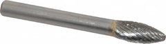 SGS Pro - 5/16" Cut Diam, 1/4" Shank Diam, Flame Head Double Cut Burr - Carbide, Radius End, 3/4" LOC, 1/4" OAL - Americas Industrial Supply