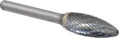 SGS Pro - 1/2" Cut Diam, 1/4" Shank Diam, Flame Head Double Cut Burr - Carbide, Radius End, 1-1/4" LOC - Americas Industrial Supply