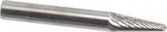 SGS Pro - 1/4" Cut Diam, 1/4" Shank Diam, Taper Head Double Cut Burr - Carbide, Radius End, 5/8" LOC - Americas Industrial Supply