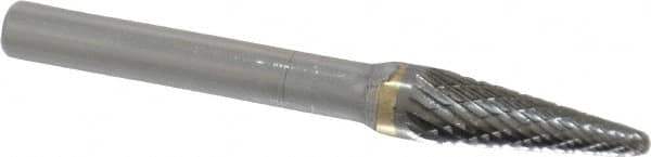 SGS Pro - 5/16" Cut Diam, 1/4" Shank Diam, Taper Head Double Cut Burr - Carbide, Radius End, 7/8" LOC - Americas Industrial Supply