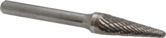 SGS Pro - 3/8" Cut Diam, 1/4" Shank Diam, Taper Head Double Cut Burr - Carbide, Radius End, 1-1/16" LOC - Americas Industrial Supply