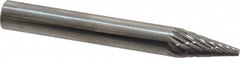 SGS Pro - 1/4" Cut Diam, 1/4" Shank Diam, Cone Head Double Cut Burr - Carbide, Point End, 1/2" LOC - Americas Industrial Supply
