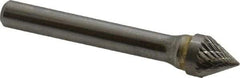 SGS Pro - 3/8" Cut Diam, 1/4" Shank Diam, Cone Head Double Cut Burr - Carbide, Point End, 5/16" LOC, 2-1/16" OAL - Americas Industrial Supply