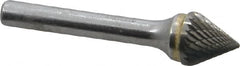 SGS Pro - 1/2" Cut Diam, 1/4" Shank Diam, Cone Head Double Cut Burr - Carbide, Point End, 7/16" LOC, 2-3/16" OAL - Americas Industrial Supply