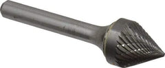 SGS Pro - 5/8" Cut Diam, 1/4" Shank Diam, Cone Head Double Cut Burr - Carbide, Point End, 9/16" LOC, 2-5/16" OAL - Americas Industrial Supply