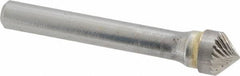 SGS Pro - 3/8" Cut Diam, 1/4" Shank Diam, Cone Head Double Cut Burr - Carbide, Point End, 3/16" LOC, 2-1/16" OAL - Americas Industrial Supply