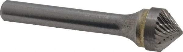 SGS Pro - 1/2" Cut Diam, 1/4" Shank Diam, Cone Head Double Cut Burr - Carbide, Point End, 1/4" LOC, 2" OAL - Americas Industrial Supply