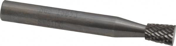 SGS Pro - 1/4" Cut Diam, 1/4" Shank Diam, Inverted Cone Head Double Cut Burr - Carbide, Flat End, 5/16" LOC - Americas Industrial Supply