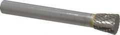 SGS Pro - 3/8" Cut Diam, 1/4" Shank Diam, Inverted Cone Head Double Cut Burr - Carbide, Flat End, 3/8" LOC - Americas Industrial Supply